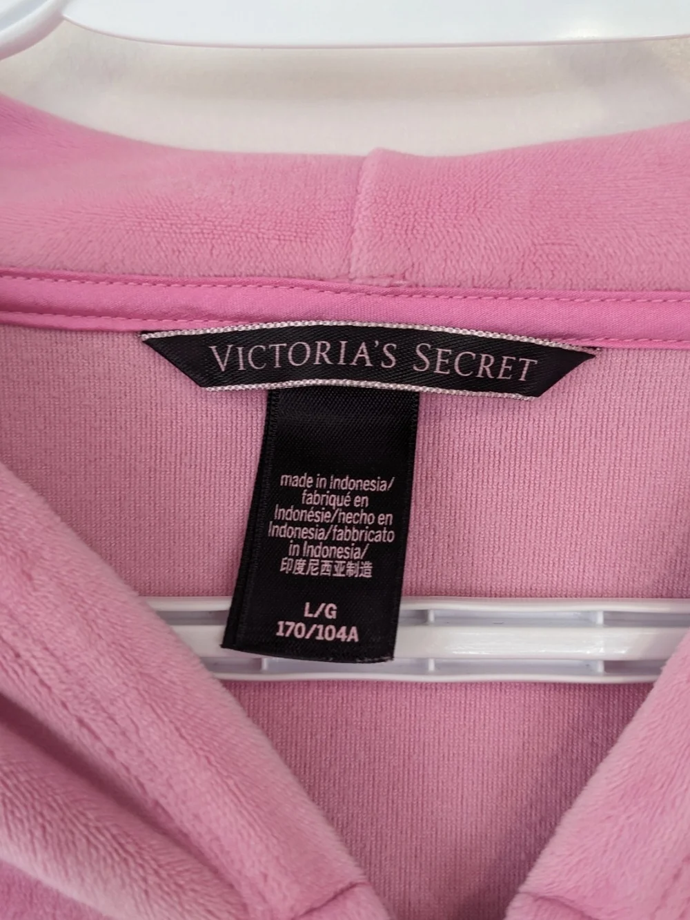 Large Victoria's Secret Pink Velour Zip Hoodie with Embroidered V - Picture 3 of 8